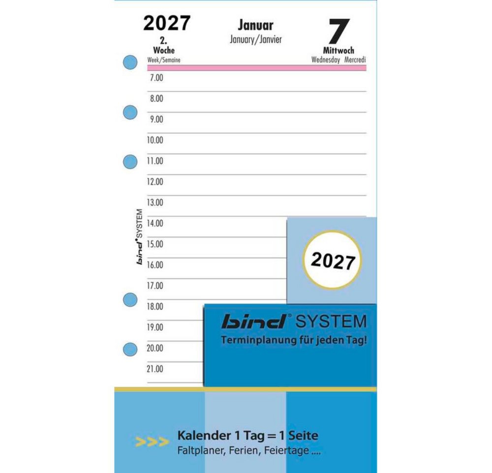 JÜSCHA Terminkalender B-2603 bind Kalendereinlage 2027 Tagesplaner A6