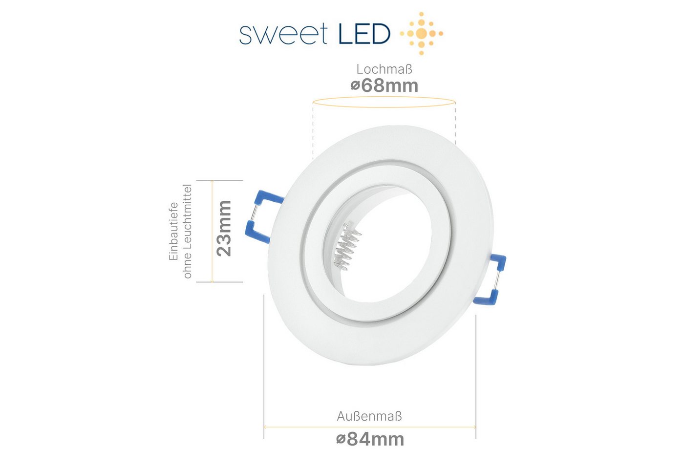 Sweet LED LED Einbaustrahler 6er Set IP44 GU10 7W 230V 3000K Bad Weiß matt LED Einbauspot Warmweiß, 3000K, Warmweiß, Deckenspots, Ø 85 mm, Einbauleuchten Bild 3