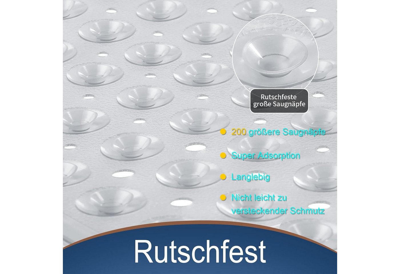 ibettertec Badematte Badewannenmatte rutschfest, BPA Frei Antirutschmatte, 100 x 40 cm, Extra Lang Duschmatte Schnelltrocknend & Maschinenwaschbar Schimmelresistent Badewanne Badematte, Transparent