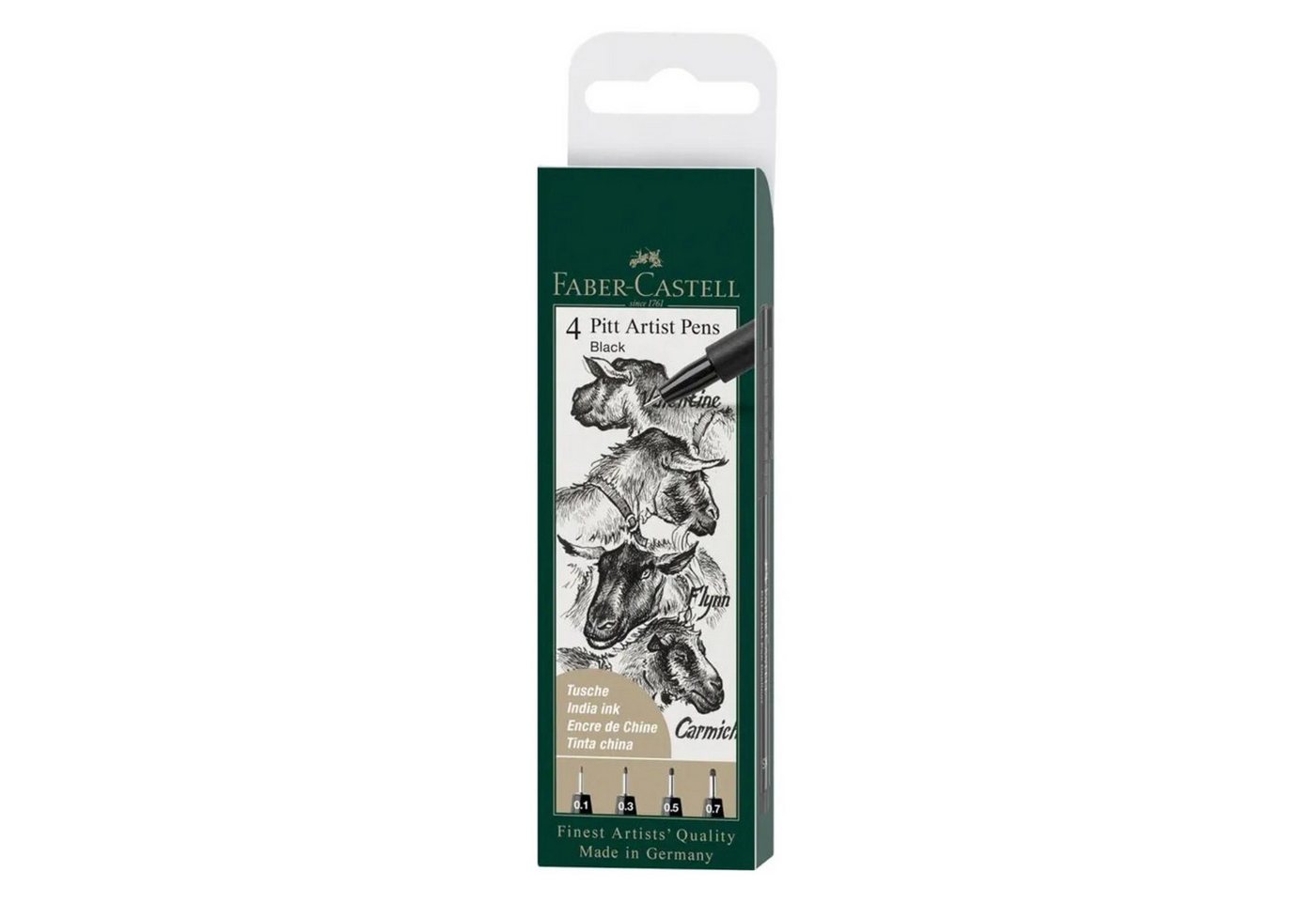 Faber-Castell Künstlerstift Faber-Castell Pitt Artist Pen Tintenschreiber - Farbe 199 - 4er Etui Bild 4