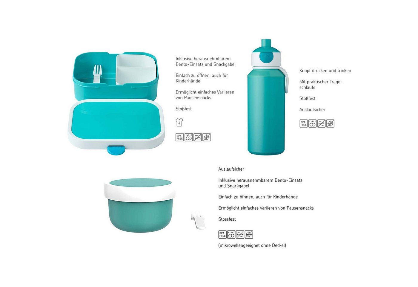 Mepal Lunchbox Campus Lunchset 3-tlg., Acrylnitril-Butadien-Styrol (ABS), (3-tlg) Bild 2