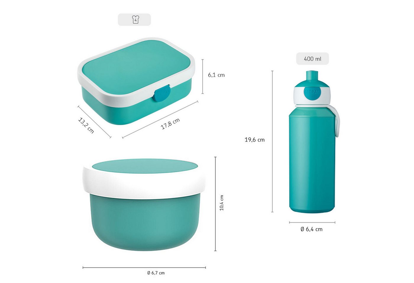 Mepal Lunchbox Campus Lunchset 3-tlg., Acrylnitril-Butadien-Styrol (ABS), (3-tlg) Bild 3