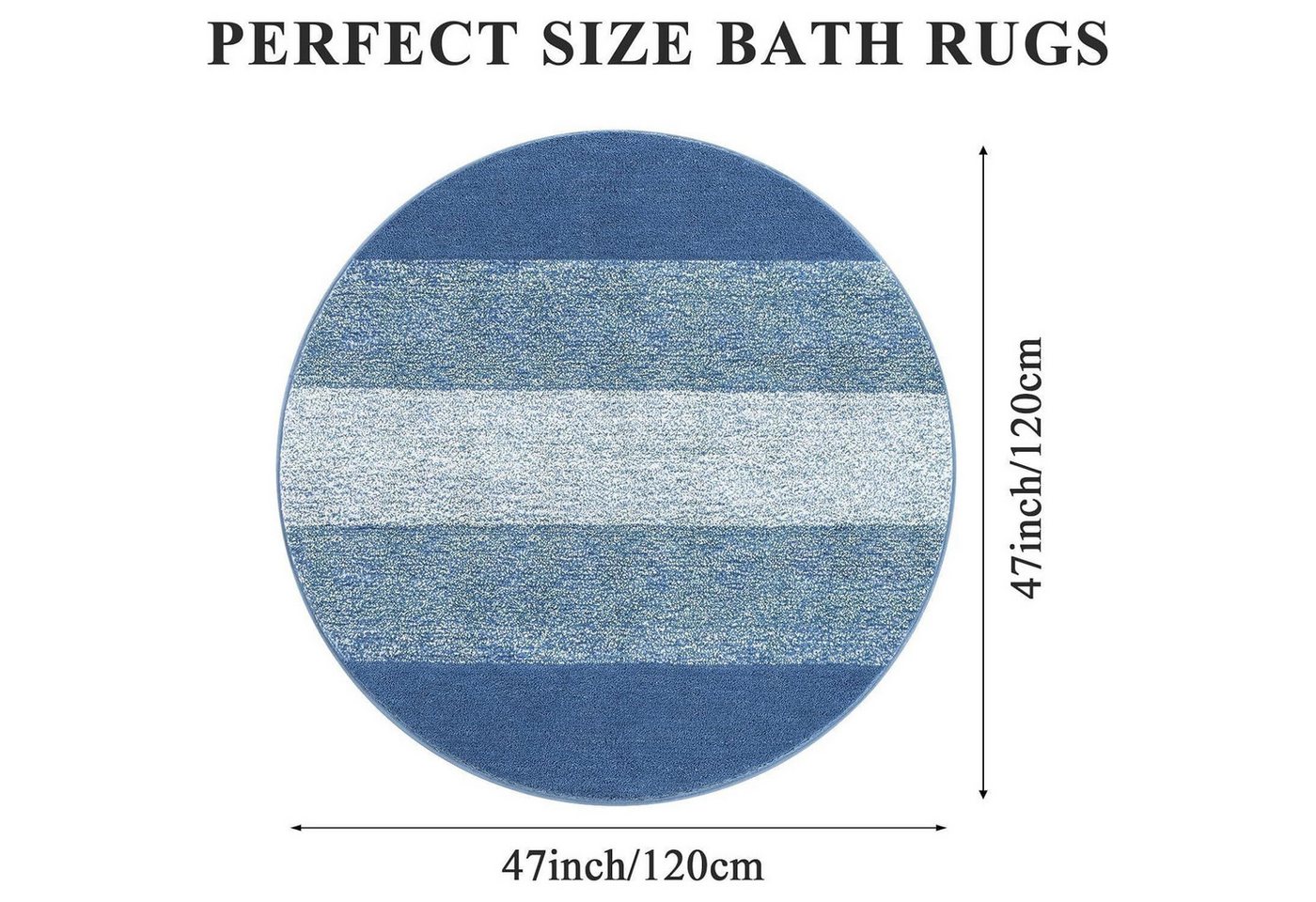 Enyhom Badematte Große Runde Badematte 120cm Blau Weich Rutschfest Maschinenwaschbar Bild 3