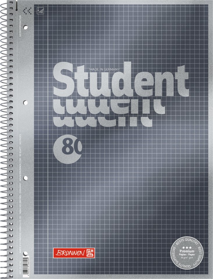 BRUNNEN Notizblock Collegeblock Student Premium A4 kariert mit Randlinie innen Deckblatt: Bild 4