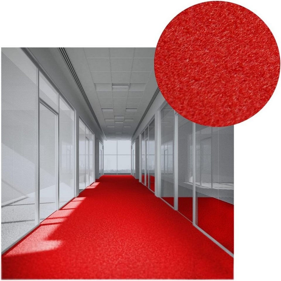 MDEKOR Nadelvliesteppich Teppichboden Meterware - Teppich Läufer, 50x200cm Rot