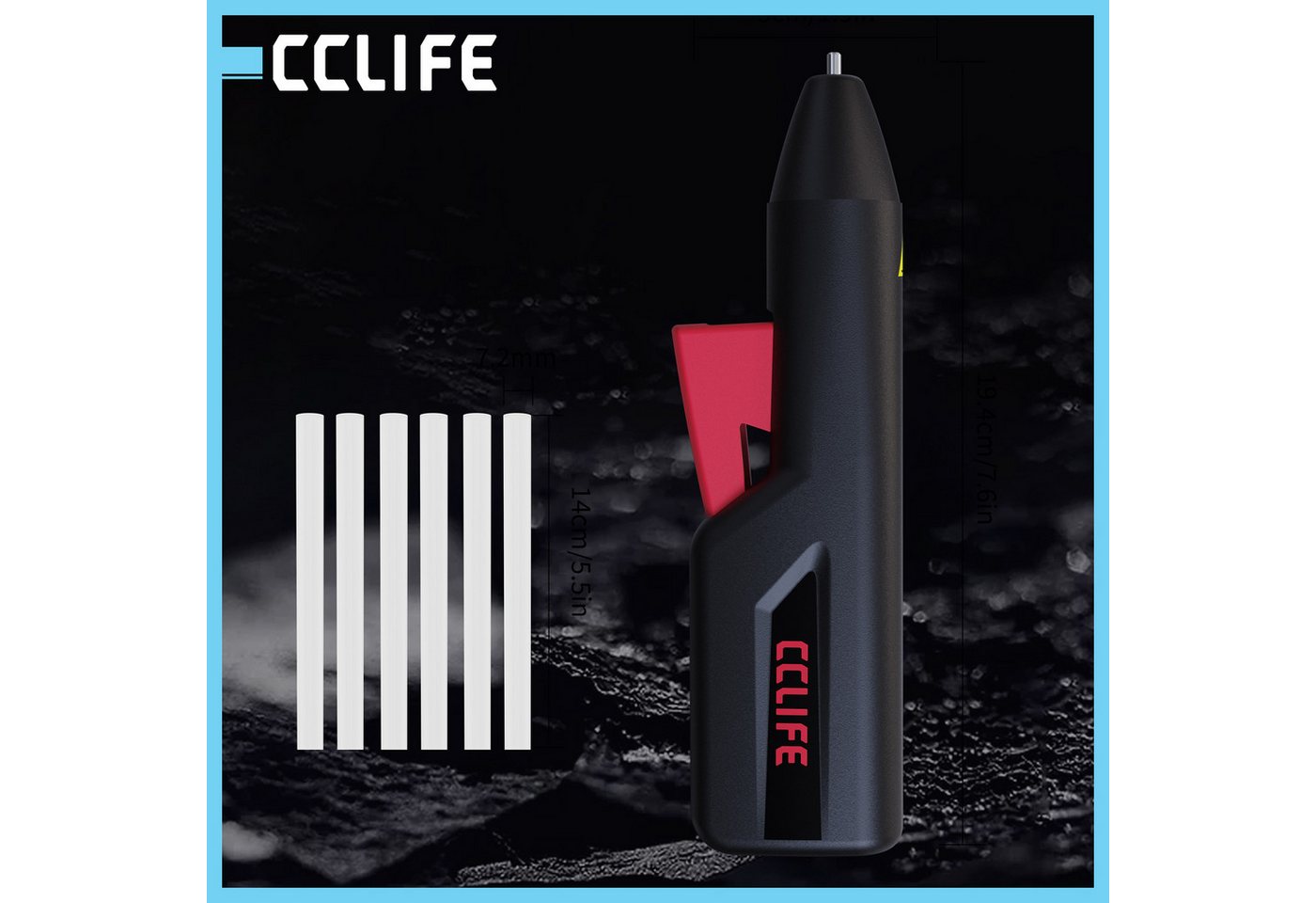 CCLIFE Heißklebestift CCLIFE Heissklebepistole Akku 25s Schnell Aufheizen Klebepistole Typ C Bild 2