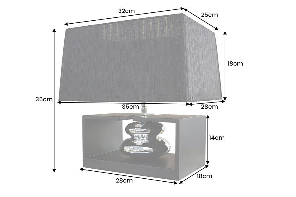 riess-ambiente Tischleuchte GRACIA 35cm schwarz/silber - Stoffschirm, Holzfuß, Modern Design, Ein-/Ausschalter, ohne Leuchtmittel, mit neigbarem Lampenschirm – ideal für Wohnzimmer & Schlafzimmer Bild 3
