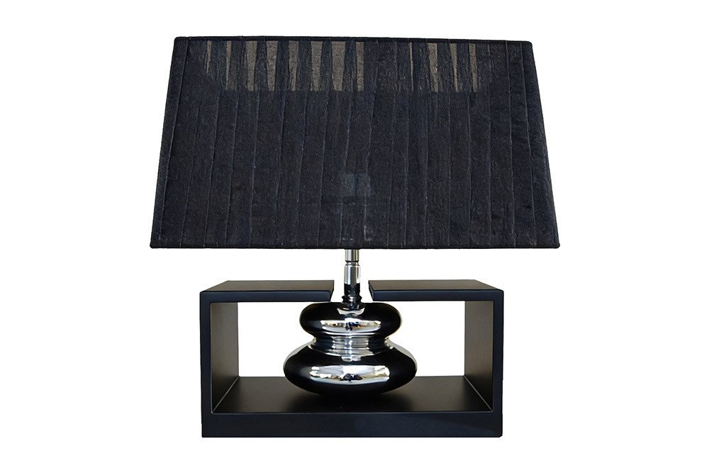 riess-ambiente Tischleuchte GRACIA 35cm schwarz/silber - Stoffschirm, Holzfuß, Modern Design, Ein-/Ausschalter, ohne Leuchtmittel, mit neigbarem Lampenschirm – ideal für Wohnzimmer & Schlafzimmer Bild 5