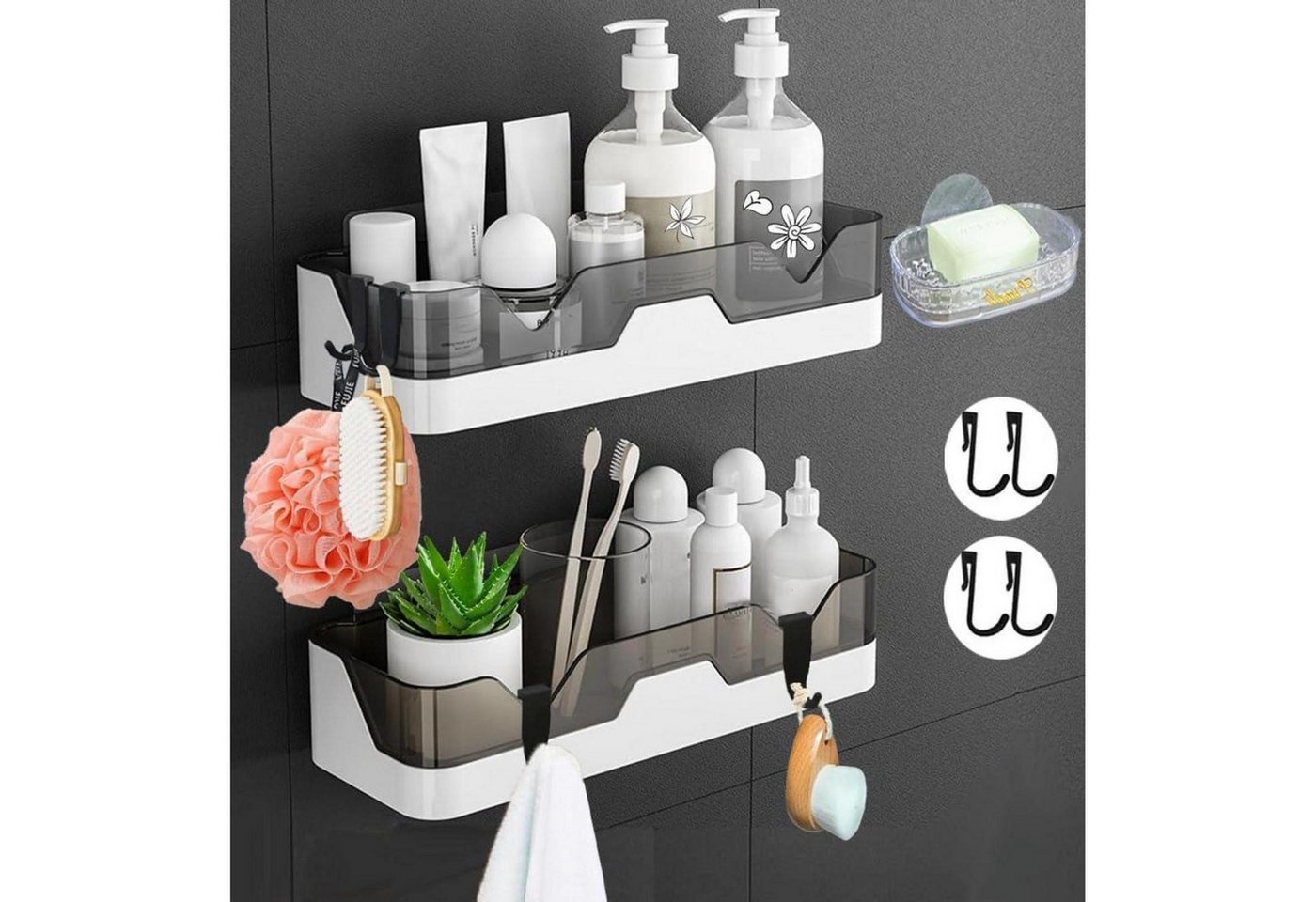 LuxusKollektion Duschregal 2er Set Badezimmer Regal Ohne Bohren Duschregal Wandmontage Bild 2
