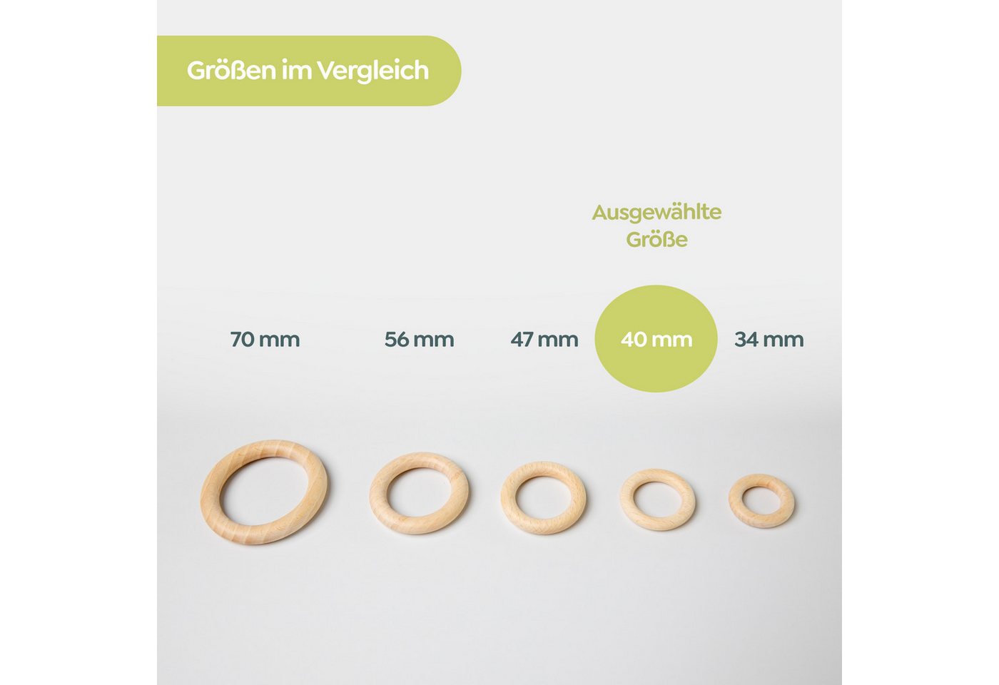 Candini Bastelperlen Holzringe aus Buchenholz zum basteln & Makramee, 30 Stück, Ø 40mm, 8mm Ringstärke Bild 3