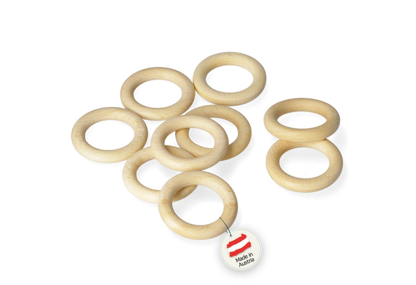 Candini Bastelperlen Holzringe aus Buchenholz zum basteln & Makramee, 30 Stück, Ø 40mm, 8mm Ringstärke Bild 4