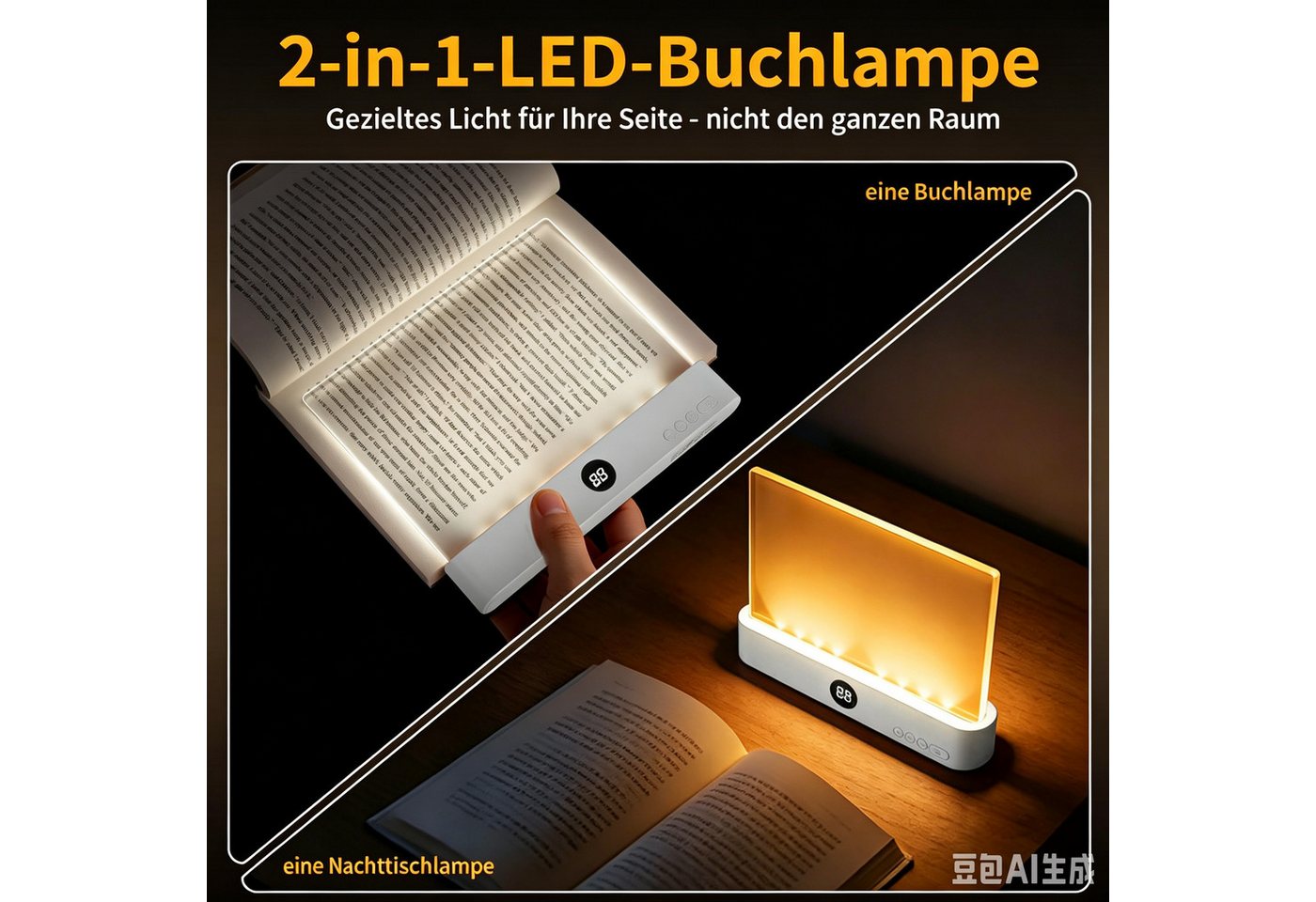 AIBISTAR LED Leselampe Leselicht Leselampe, 3 Farben, Timer, 35h, USB-C, Lesehilfe Buchlampe, Perfektes Geschenk für Leseratten Bild 4