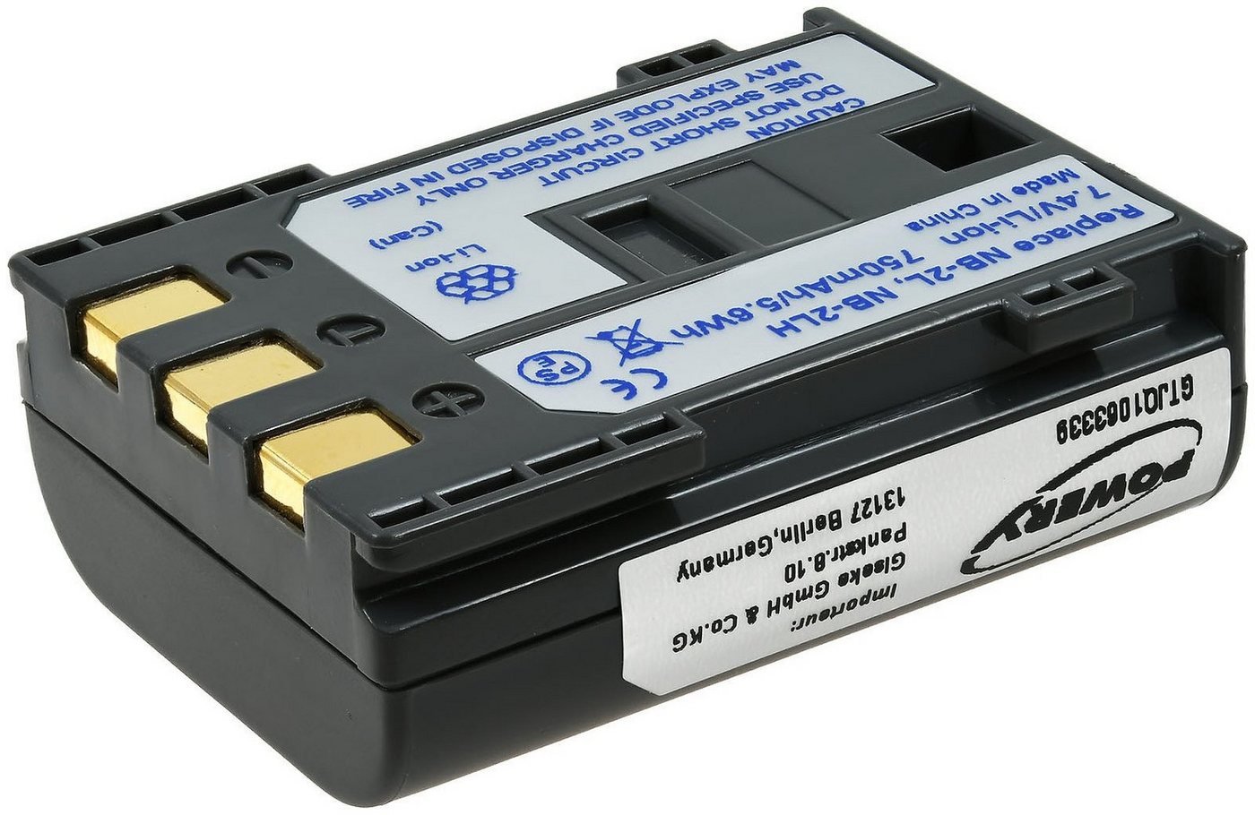 Powery Akku für Canon Typ NB-2LH Kamera-Akku 750 mAh (7.4 V)