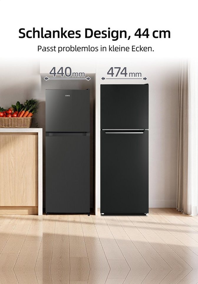 CHiQ Kühl-/Gefrierkombination Top Freezer CTM130LGE, 128.5 cm hoch, 44 cm breit, 4-Sterne-Gefrieren, 12 Jahre Garantie auf den Kompressor