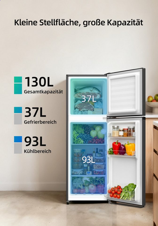 CHiQ Kühl-/Gefrierkombination Top Freezer CTM130LGE, 128.5 cm hoch, 44 cm breit, 4-Sterne-Gefrieren, 12 Jahre Garantie auf den Kompressor Bild 3