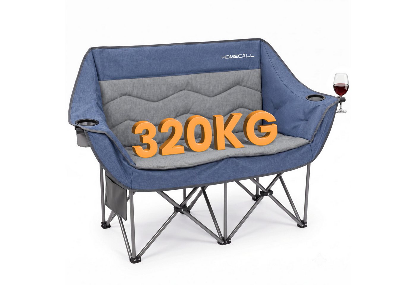 HOMECALL Campingstuhl Camping Sofa faltbar XXL für 2 Personen Luxus Camping Couch Doppelter
