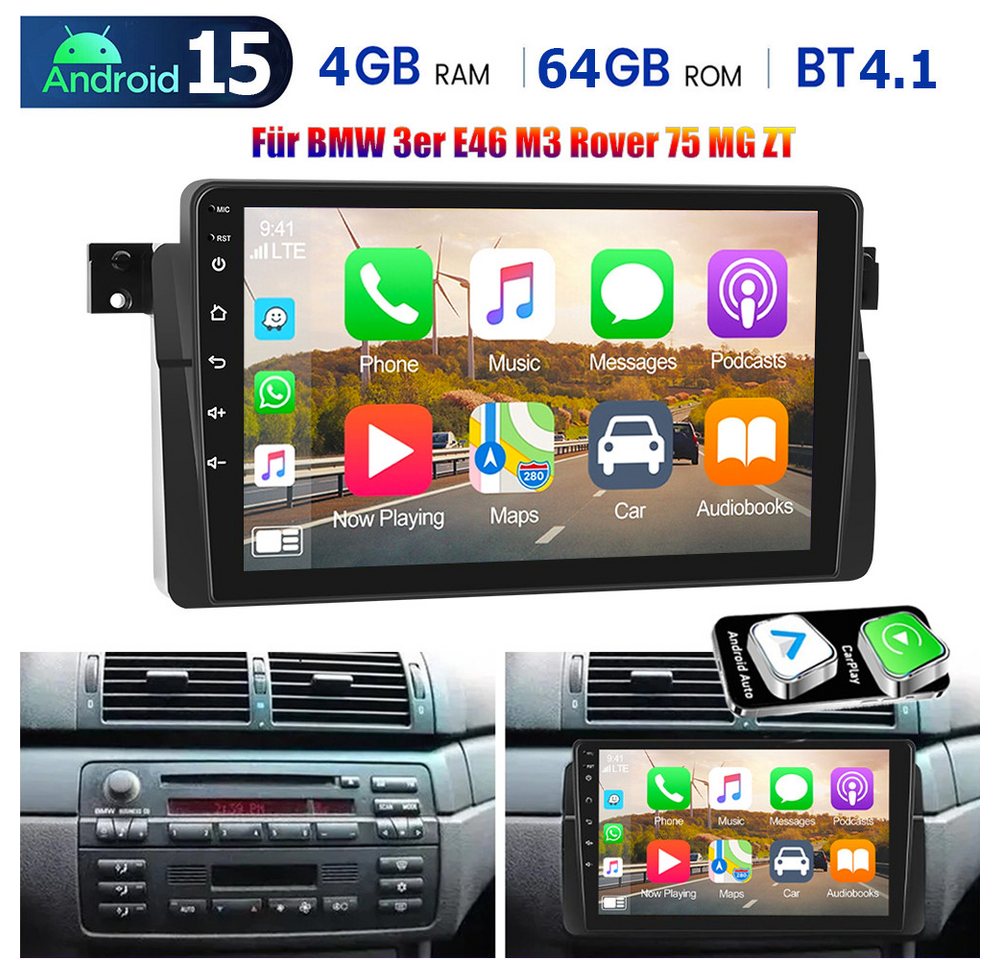 ESSGOO 64G DAB+ Android15 Autoradio 2 din für BMW 3er E46 1998–06 CarPlay GPS Autoradio (RDS, 4+128GB(optional), 4+64GB(optional), Digitalradio (DAB), FM, GPS, SWC, Carplay Android Auto Bluetooth EQ USB GPS Navi WIFI Touchscreen) Bild 3