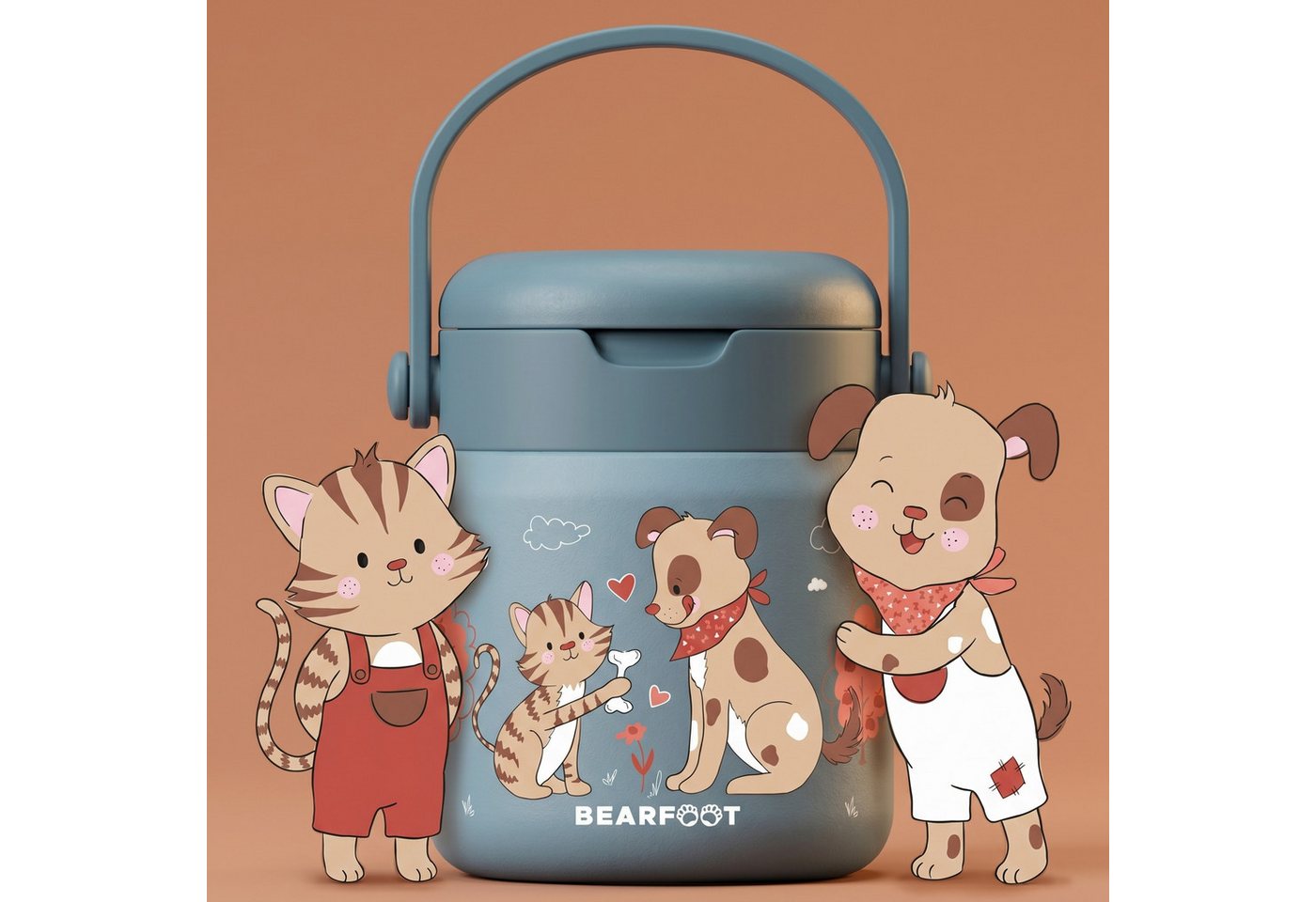 BEARFOOT Trinkflasche Thermobehälter Kinder Edelstahl - Hund & Katze blau, Thermobehälter, auslaufsicher, Edelstahl, Food jar, BPA-frei Bild 4