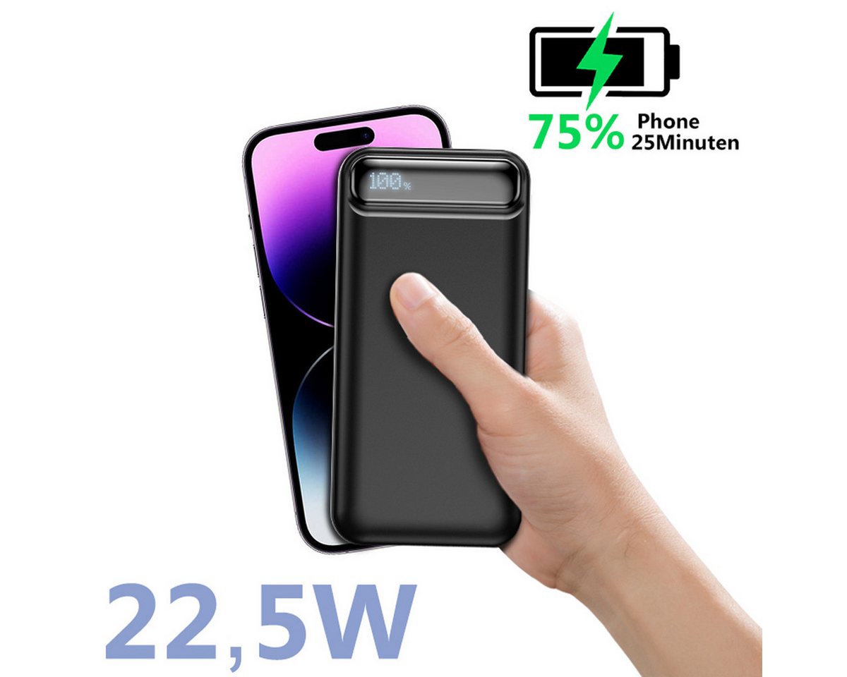AeroAxis Externer Akku 50000mAh 22,5W Schnellladung,3 Ausgänge Typ-C & 2xUSB-A Powerbank Schnellladefunktion 50000 mAh, LCD Display, Ideal für Reise, Outdoor & Notfall – Smartphone Tablet Bild 3