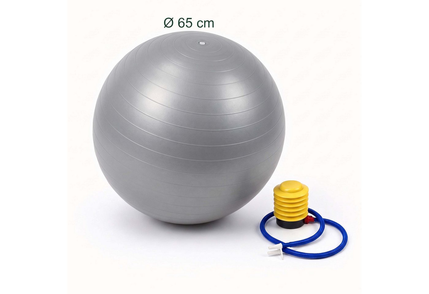relaxdays Gymnastikball mit Luftpumpe (3-St), grau, Ø 65 cm Bild 3