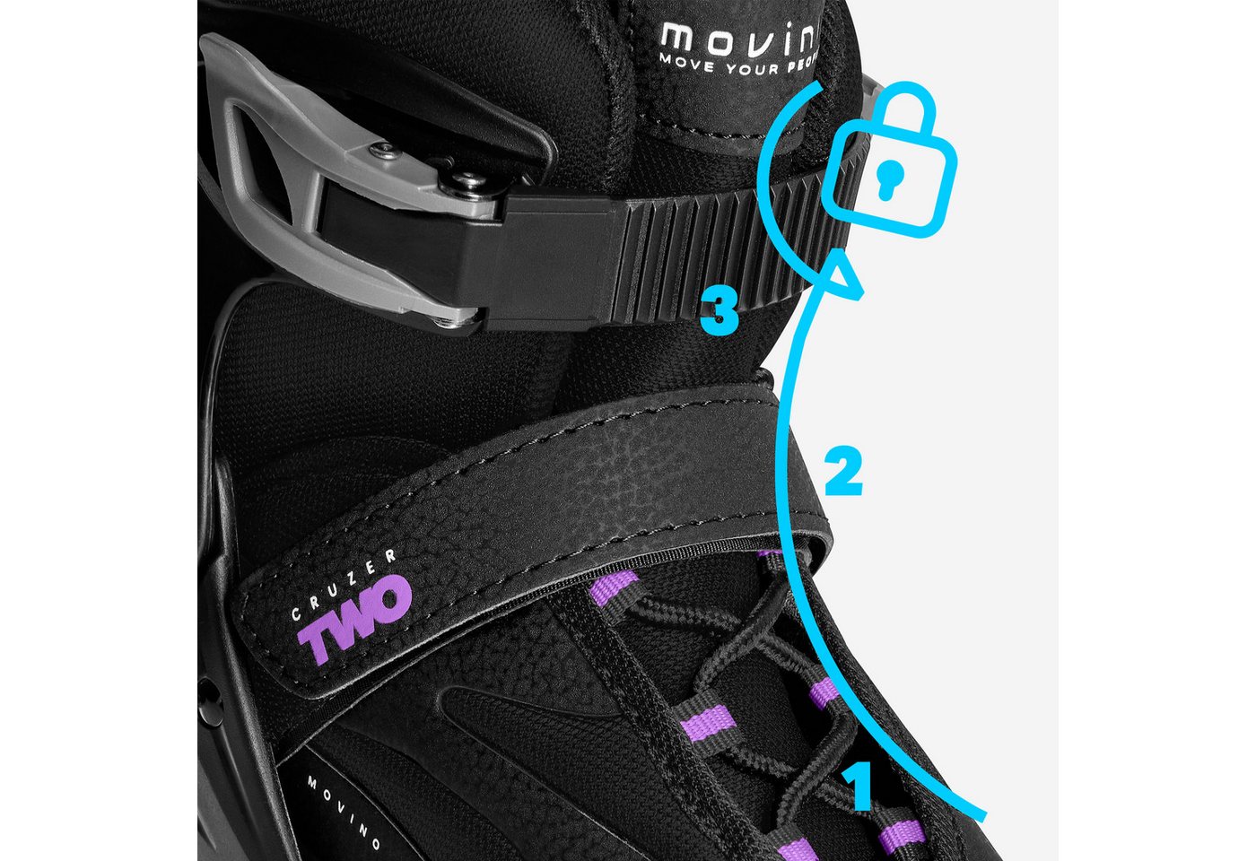 Movino Rollschuhe Verstellbare Inliner MOVINO CRUZER TWO 80mm Rollen ABEC7 Alu-Schiene Bild 2