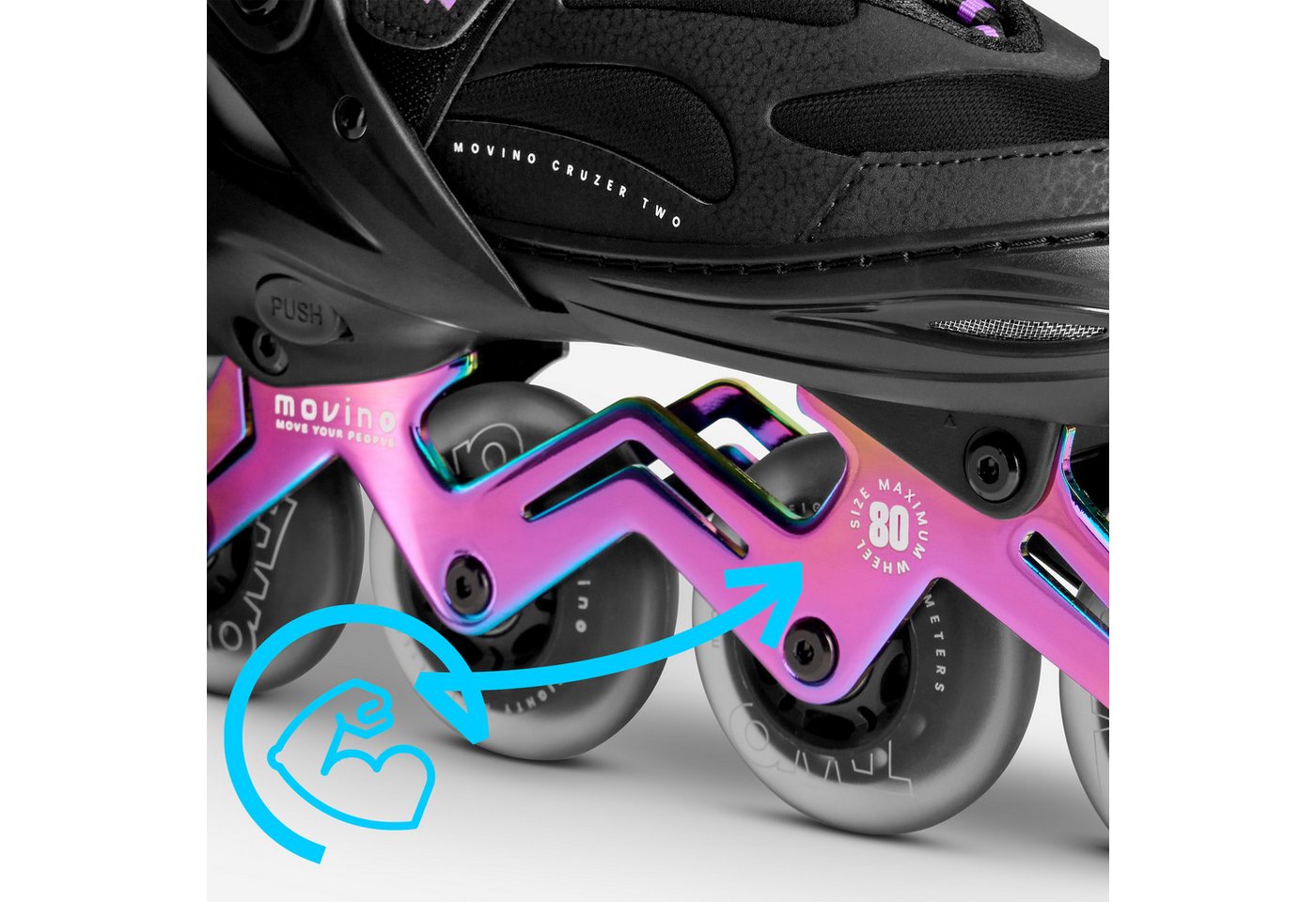 Movino Rollschuhe Verstellbare Inliner MOVINO CRUZER TWO 80mm Rollen ABEC7 Alu-Schiene Bild 3