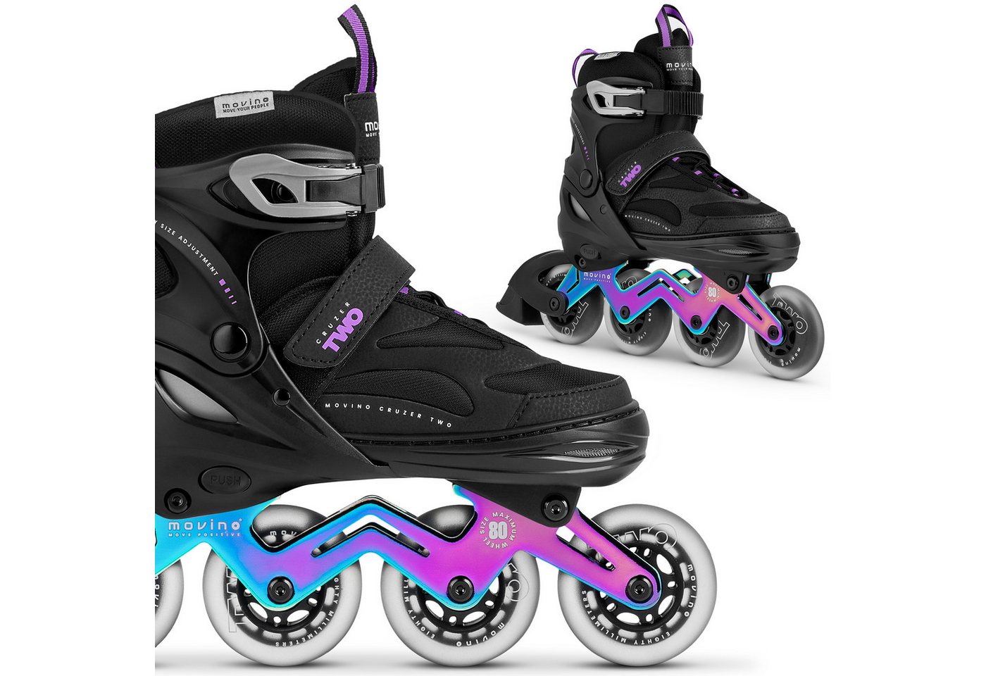 Movino Rollschuhe Verstellbare Inliner MOVINO CRUZER TWO 80mm Rollen ABEC7 Alu-Schiene Bild 5