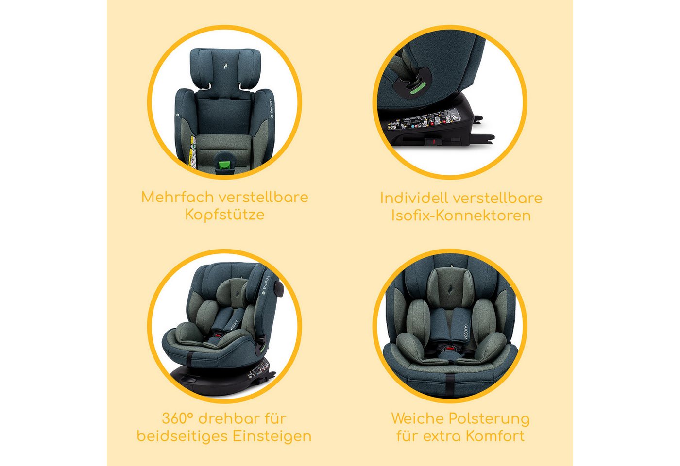 Osann Autokindersitz Eno360 2, ab: Geburt, bis: 12 Jahre, ab: 40 cm, bis: 150 cm, sicherer 360°Kindersitz: reboard bis 4 Jahre, verwendbar von 40-150 cm