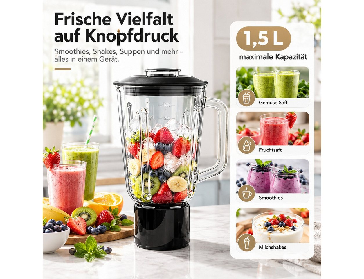 Fofile Küchenmaschine, 2000 W, 6 l Schüssel, 3-in-1: Kneten & Rühren, Fleischwolf & Wurstfüllen, Mixen Bild 5