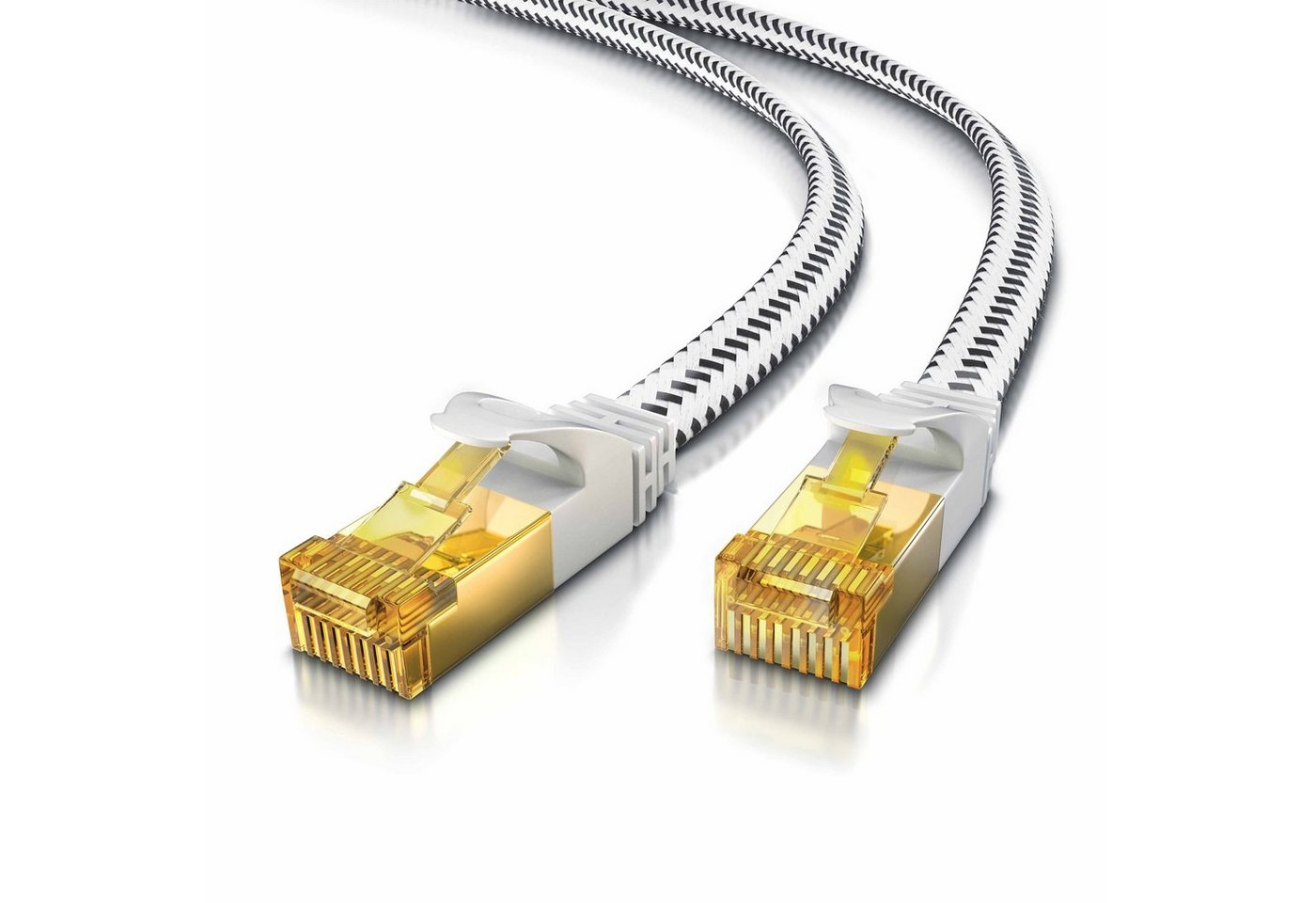 Primewire Patchkabel flach CAT 7, Baumwollmantel, Flachband Netzwerkkabel - 3m LAN-Kabel, CAT.7, RJ-45 (Ethernet) (300 cm), für Router, Modem, Switch, PC, ideal für Gaming, Streaming, Homeoffice Bild 4
