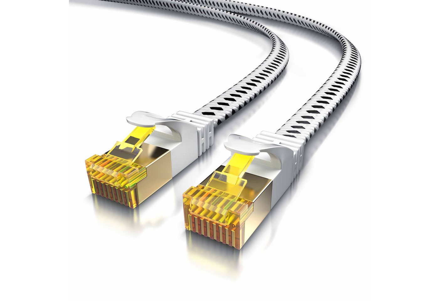 Primewire Patchkabel flach CAT 7, Baumwollmantel, Flachband Netzwerkkabel - 1m LAN-Kabel, CAT.7, RJ-45 (Ethernet) (100 cm), für Router, Modem, Switch, PC, ideal für Gaming, Streaming, Homeoffice Bild 3