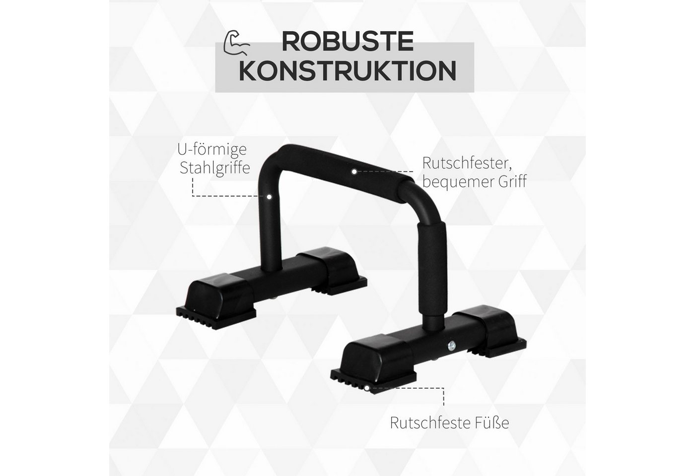 HOMCOM Liegestützgriffe Dip Barren 2er Set Dip Station bis 120 kg belastbar für Zuhause (Push up Bars Parallettes, 2-St., Liegestützgriffe), Schwarz 36 x 25 x 20 cm Bild 4