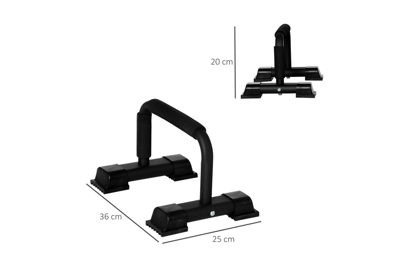 HOMCOM Liegestützgriffe Dip Barren 2er Set Dip Station bis 120 kg belastbar für Zuhause (Push up Bars Parallettes, 2-St., Liegestützgriffe), Schwarz 36 x 25 x 20 cm Bild 5