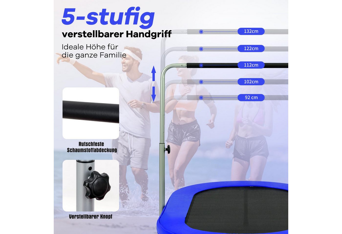 COSTWAY Kindertrampolin, Trampolin mit Haltegriff, Gartentrampolin, klappbar Bild 4