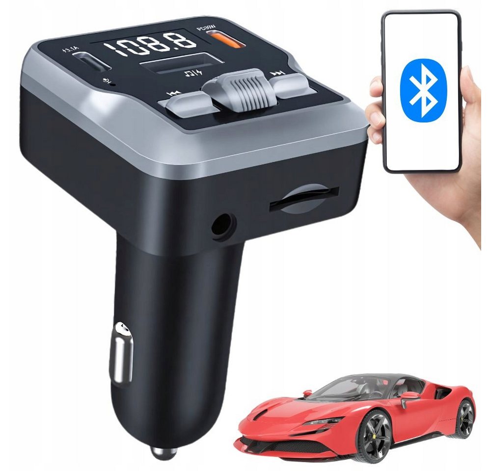 VERK GROUP FM Transmitter Bluetooth 5.3 USB-C KFZ Ladegerät 30W KFZ-Transmitter, Bluetooth 5.3, USB-C Power Delivery 30 W Bild 2