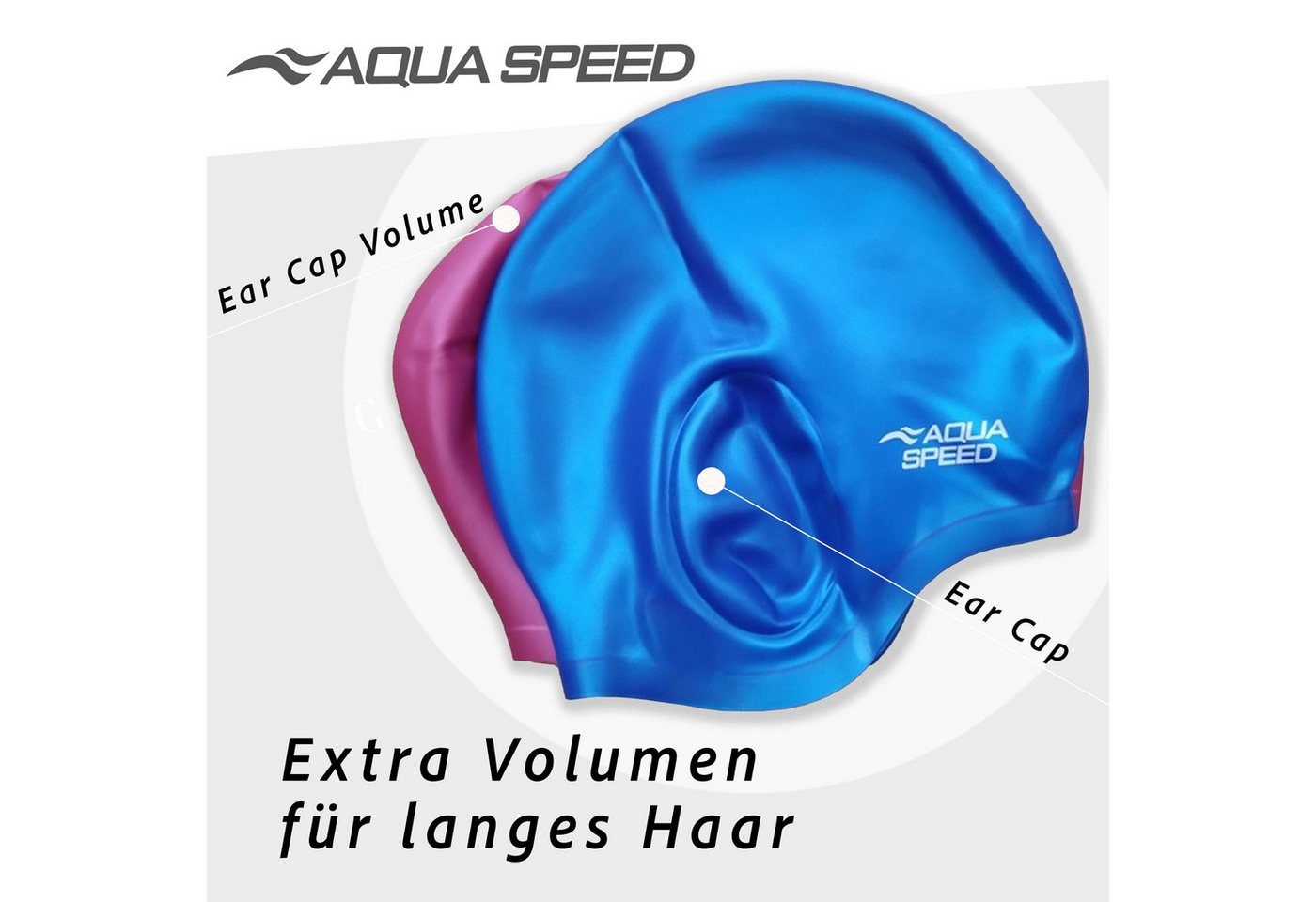 Aqua Speed Badekappe Schwimmhaube für Langhaar Silikon EAR CAP-03 XL Extra Platz, Chlorresistent & dehnbar – Für Pool, Wassersport & Sauna Bild 3