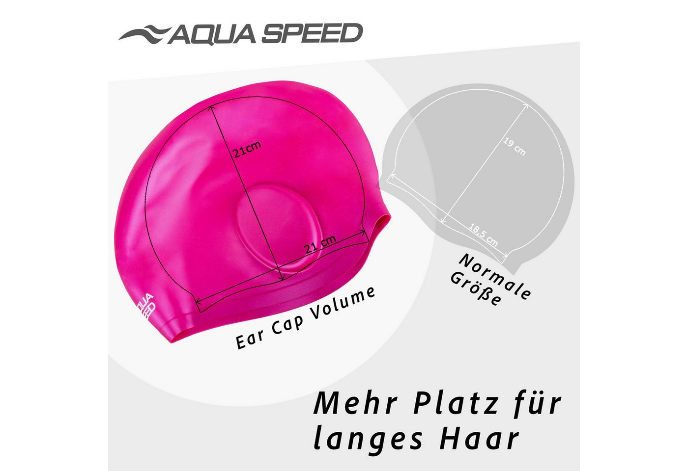 Aqua Speed Badekappe Schwimmhaube für Langhaar Silikon EAR CAP-03 XL Extra Platz, Chlorresistent & dehnbar – Für Pool, Wassersport & Sauna Bild 4