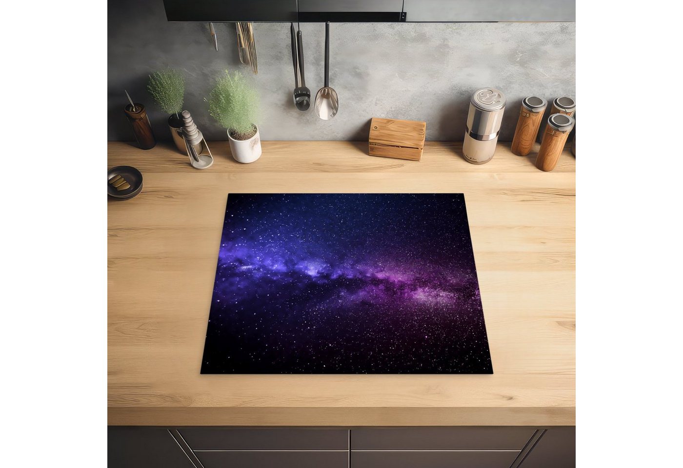 MuchoWow Herd-Abdeckplatte Sternenhimmel - Nacht - Weltraum, Vinyl, (1 tlg), Ceranfeldabdeckung Küche, Herdabdeckplatte Einteilig, 60x52 cm Bild 2