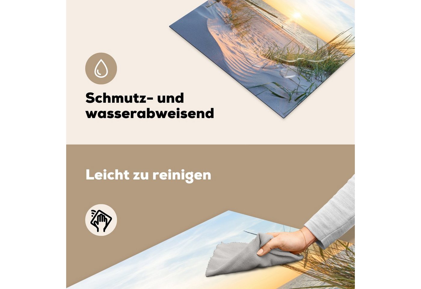 MuchoWow Herd-Abdeckplatte Strand - Sonne - Düne - Gras - Sand - Horizont, Vinyl, (1 tlg), Abdeckplatte für Ceranfeld, Herd Inductionsmatte, 57x51 cm Bild 4