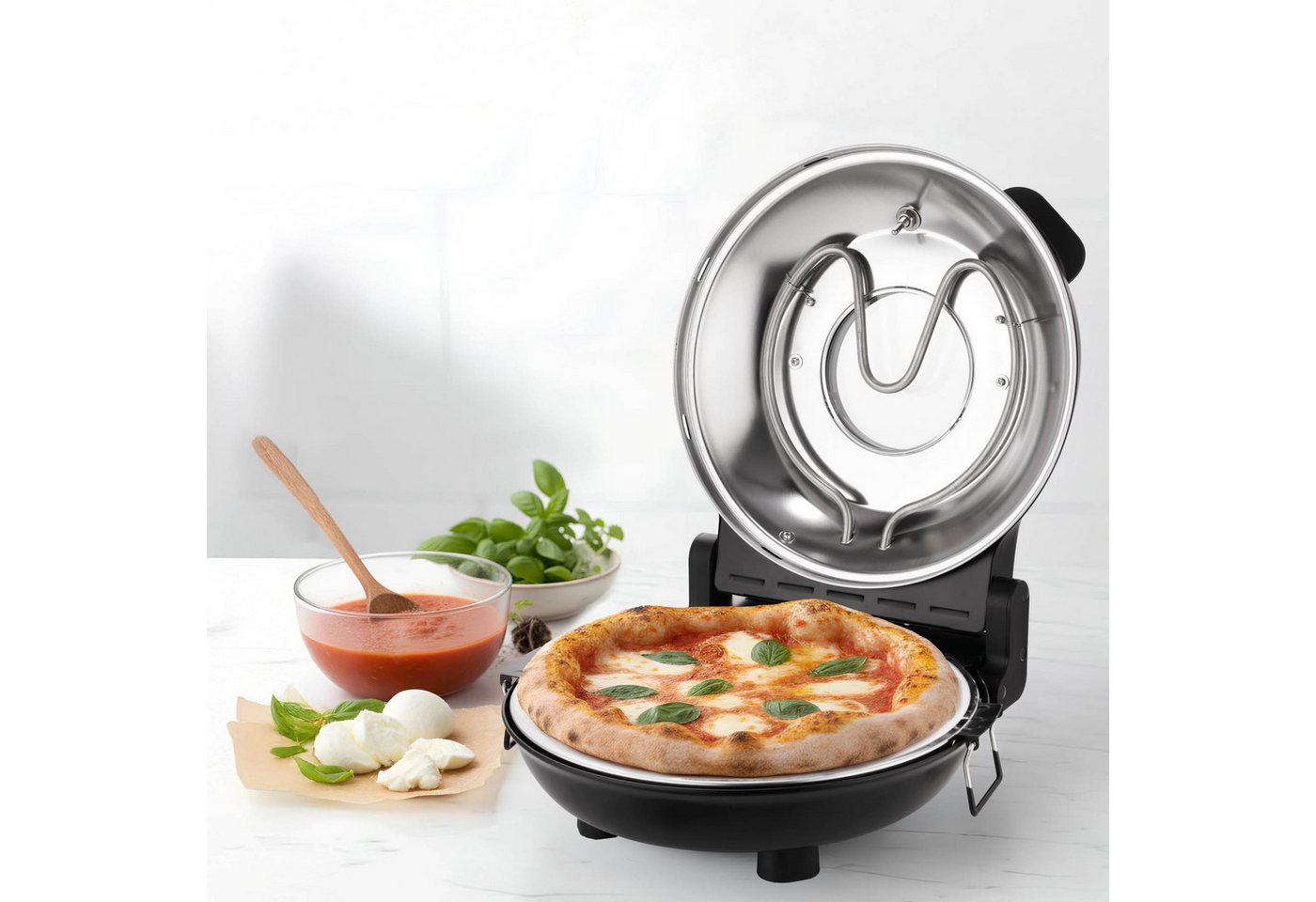 Mulex Pizzaofen Pizza Crusto Steinbackofen, 1 Pizza Stein,1 Pizza Schneider, Schaufel aus rostfreiem Edelstahl Bild 5