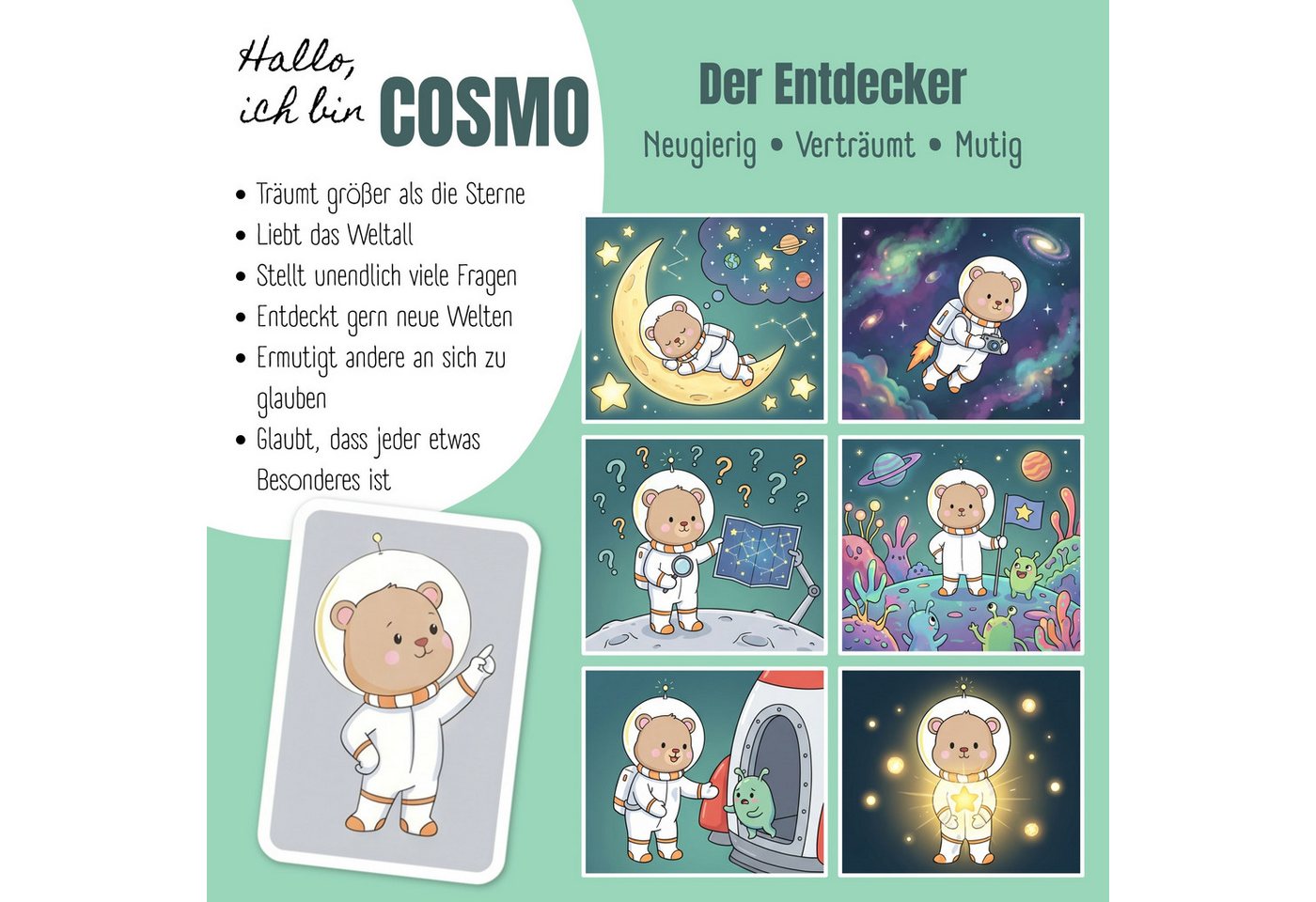 BEARFOOT Trinkflasche TINY Thermo Kinder Trinkflasche Edelstahl - Astro Bär blau, Thermosflasche, auslaufsicher, Edelstahl, Kinderflasche, BPA-frei Bild 2