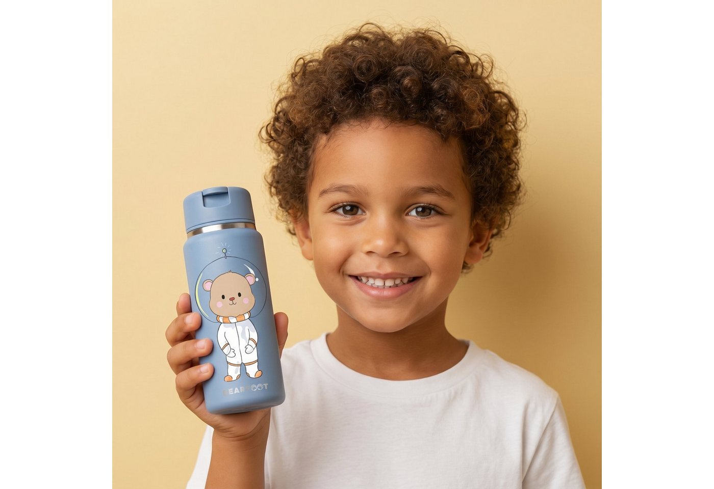 BEARFOOT Trinkflasche TINY Thermo Kinder Trinkflasche Edelstahl - Astro Bär blau, Thermosflasche, auslaufsicher, Edelstahl, Kinderflasche, BPA-frei Bild 3