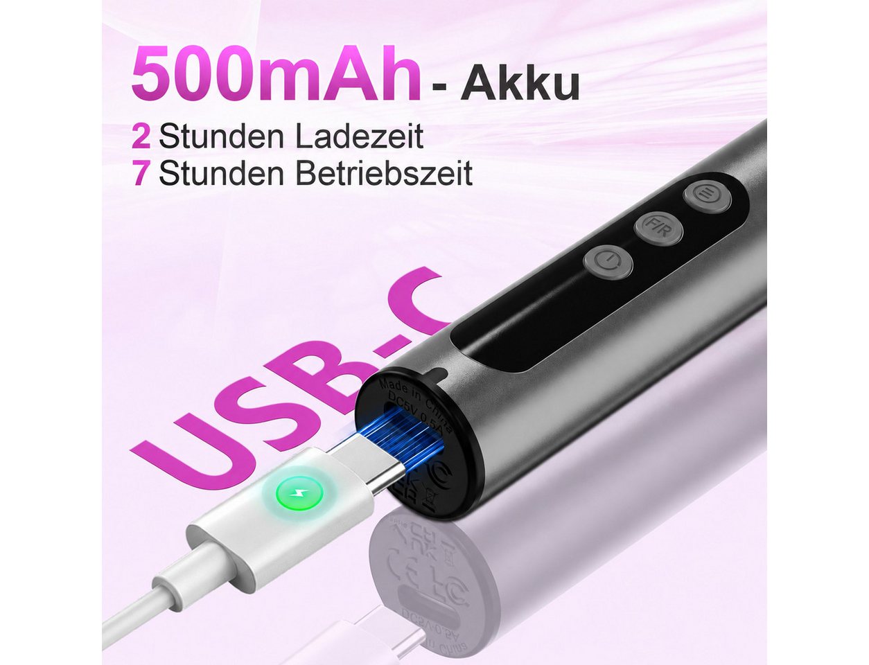 Forrlite Maniküre-Pediküre-Set 12 in 1 Professionell elektrischer Nagelfräser 35000 U/min Nagelfräser, 12-tlg., 7 Geschwindigkeiten Digitalanzeige, Elektrisches Nagelpflegegerät Bild 2