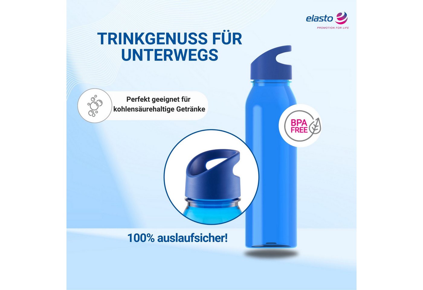 elasto Thermoflasche Wasserflasche Active "Wave" 650ml für Sportflasche Bild 4