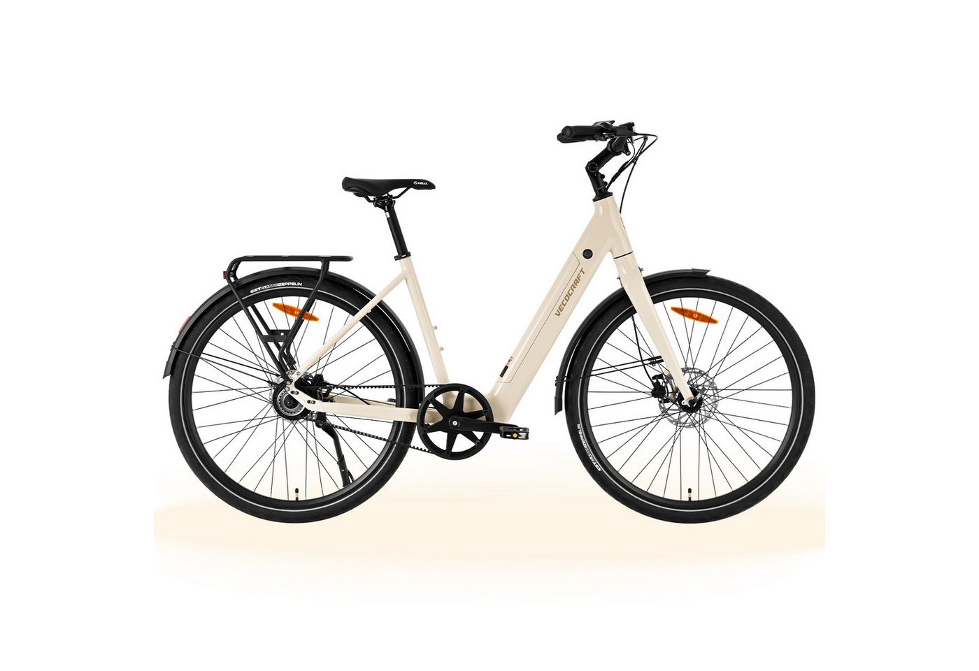 VECOCRAFT E-Bike Cityrad 28 Zoll Pedelec Torsionssensor Gates Riemenantrieb 45Nm LUNA, 1 Gang, 45Nm Heckmotor, 374,4 Wh, (hydraulische Scheibenbremsen, LCD-Display), StVZO E-Rennrad,leichte 23kg, ebike für Damen und Herren Bild 3