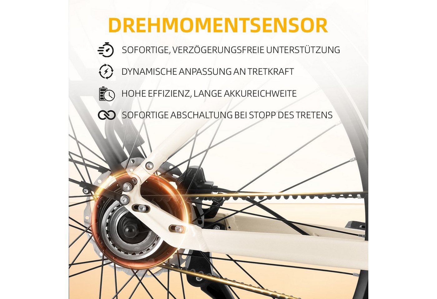 VECOCRAFT E-Bike Cityrad 28 Zoll Pedelec Torsionssensor Gates Riemenantrieb 45Nm LUNA, 1 Gang, 45Nm Heckmotor, 374,4 Wh, (hydraulische Scheibenbremsen, LCD-Display), StVZO E-Rennrad,leichte 23kg, ebike für Damen und Herren Bild 5