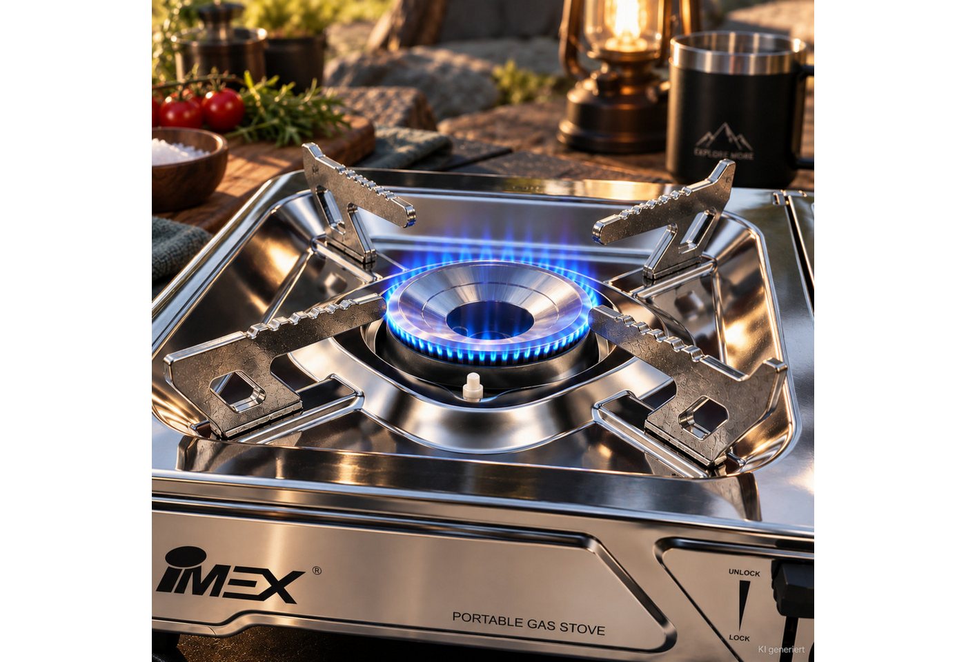 IMEX Gaskocher IMEX JY550A-1 Butan Gaskocher 2200 W mit Koffer + 28 Gaskartuschen
