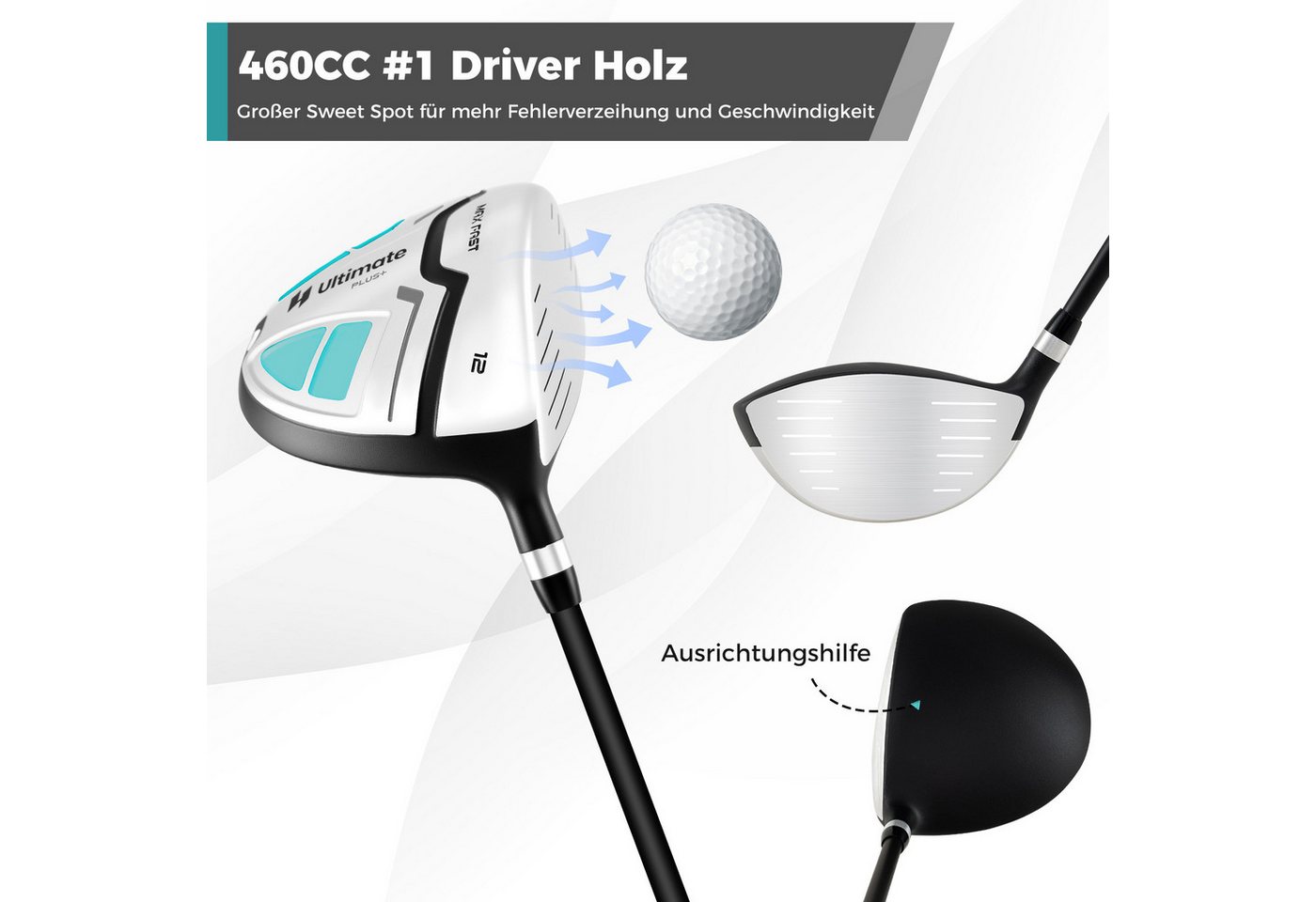 COSTWAY Golfschläger + Golfbag, Leichte 11 teilige Damen Golfschlägersätze rechtshändig Bild 3
