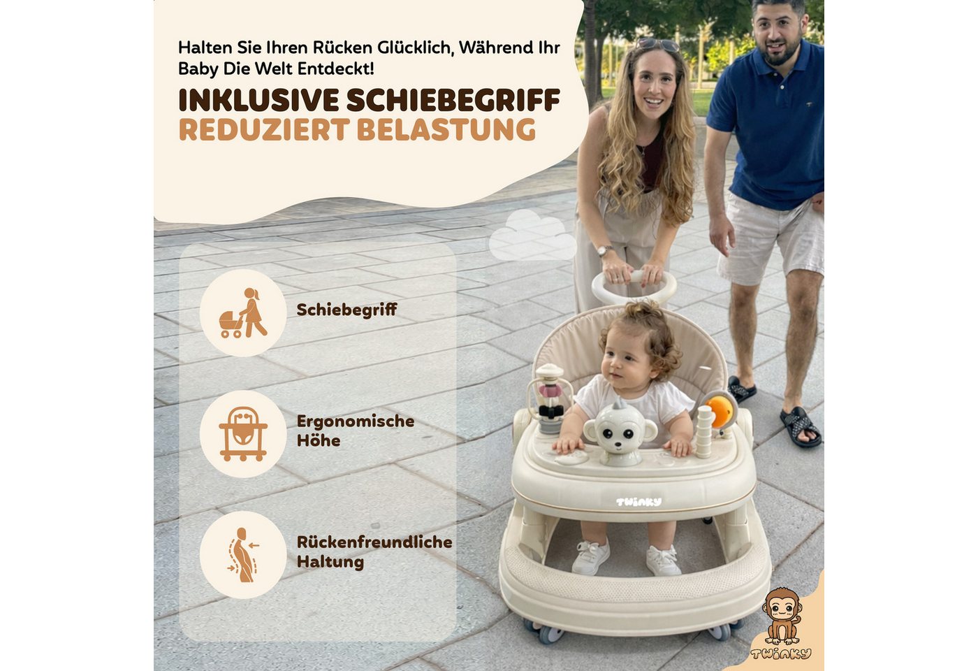 TWINKY Babywalker Lauflernhilfe 4in1 Gehfrei Baby, faltbarer Babywalker Bild 3