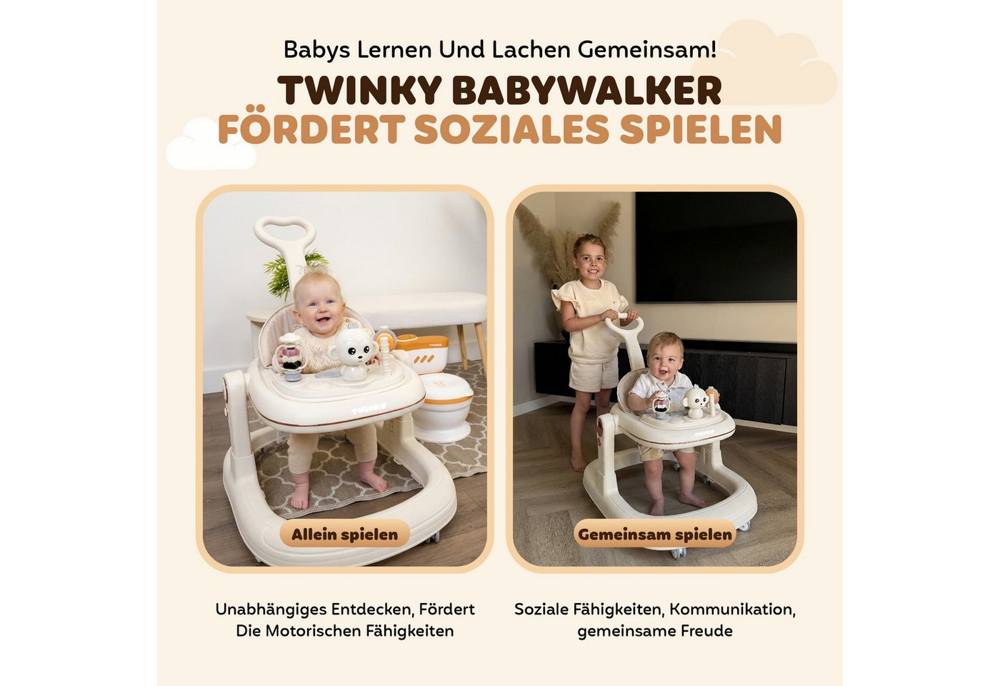 TWINKY Babywalker Lauflernhilfe 4in1 Gehfrei Baby, faltbarer Babywalker Bild 5